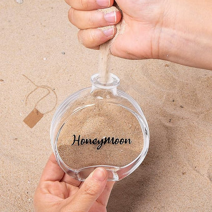 Honeymoon Sand Keepsake Jar，Bridal Shower, Wedding, Engagement, Honeymoon, Travel Gift for Couples, Newlywed, Fiance(Gift Box Includes) - 100ml Round Shape Glass