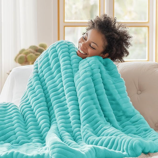 Bedsure GentleSoft Blue Fog Fleece Blanket for - Cozy Soft Blankets for Women, Cute Small Throws for Girls, 50x60 Inches