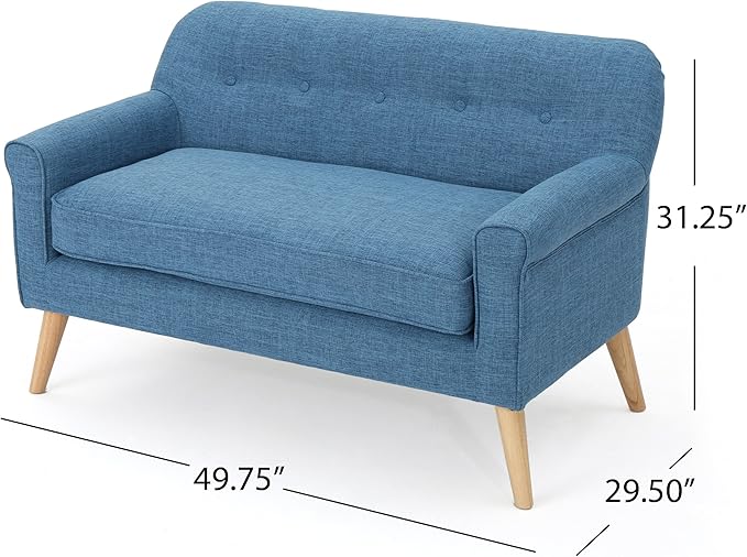 Christopher Knight Home Mariah Mid Century Loveseat, Muted Blue