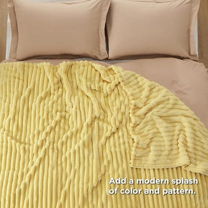 Bedsure Yellow Queen Blanket for - GentleSoft Cozy Soft Blankets for Women, Cute Small Fleece Throws for Girls, Birthday Gifts for Women, Mothers Day Decor Gifts for Mom, 90x90 Inches