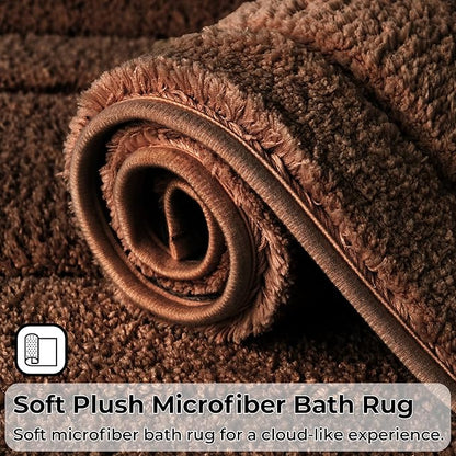 GRANNY SAYS Bathroom Toilet Rugs U Shaped, Bath Mats for Bathroom, Bath Rugs Non Slip Washable, Absorbent Microfiber Toilet Mat, Soft Plush Shaggy, 20" x 24", Brown