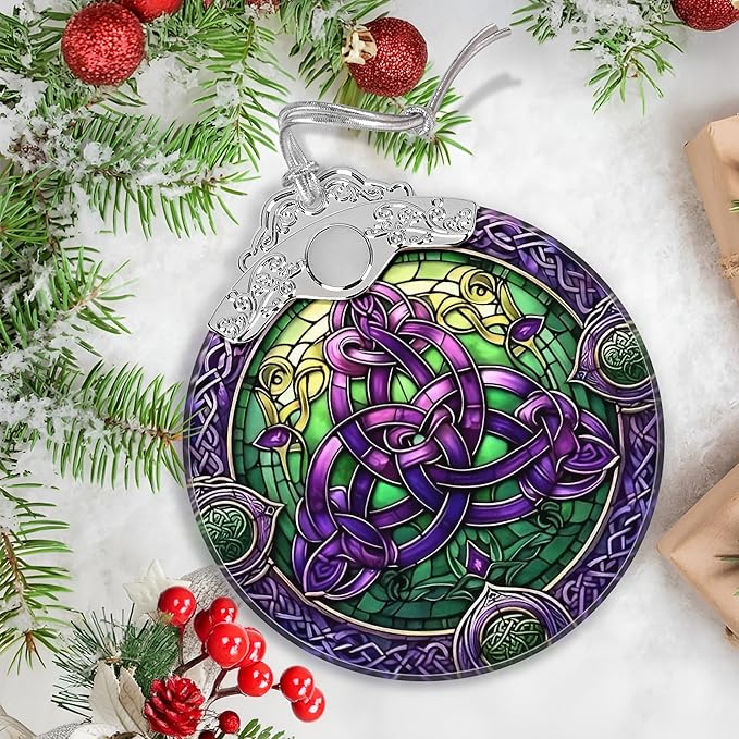 Celtic Knot Stained Glass Ornament - Christmas Ornament - Christmas Decorations for Tree - Holiday Present ldeas - Gift Exchange