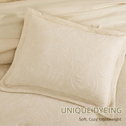 Monbix Queen Comforter Set - 7 Pieces Birch Marble Pattern Bed in a Bag Queen Bedding Sets with Comforter, Sheets, Pillowcases & Shams, Reversible Bedding Comforters Sets