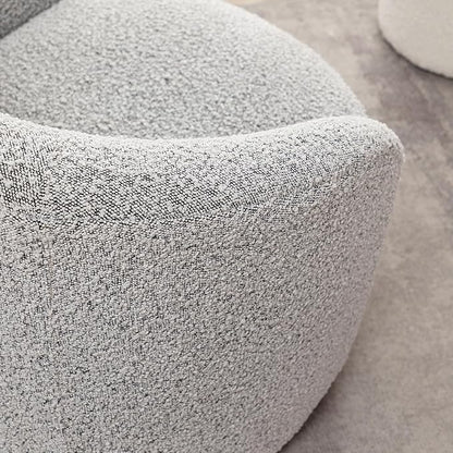 KINWELL 34" W Mid Century Modern Swivel Barrel Chair, Round Upholstered Boucle Swivel Accent Chairs, No Assembly Chair for Living Room Bedroom Reading Apartment Lounge Nursery(Black White)