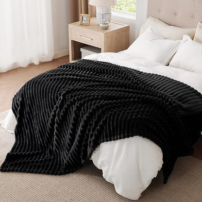 Bedsure GentleSoft Black Blanket Full Size for Bed - Cozy Soft Blankets for Women, Cute Large Fleece Throws for Girls, 84x90 Inches