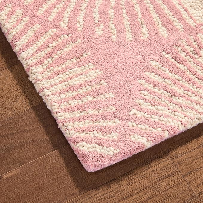 Nicole Miller New York Kendall Fluted Geo Handcrafted Area Rug, 100% Wool Rug, Rose, 8'x10'