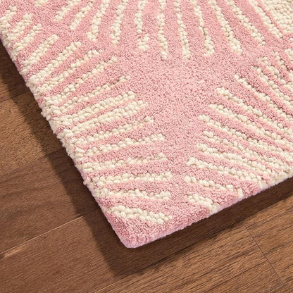 Nicole Miller New York Kendall Fluted Geo Handcrafted Area Rug, 100% Wool Rug, Rose, 3'x5'
