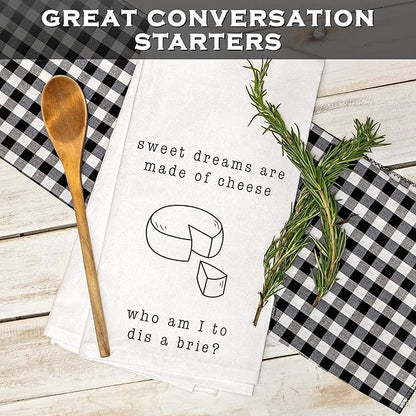 Sweet Dreams Are Made of Cheese Funny Kitchen Towels 18x24 Inch Dish Towels