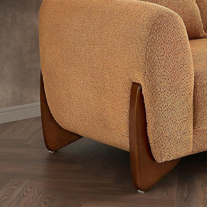 Morden Fort Boucle Armchair, Modern Upholstered Sofa Chair Wooden Leg with Durable Comfy Boucle Pet-Friendly 25'' Deep Seat & Pillow Couch Accent Chairs for Living Room Bedroom Reading, Beige