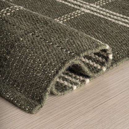 Rugs USA x Nate Berkus Downing Plaid Wool Cozy Area Rug, 9' 6" x 13' 6", Green