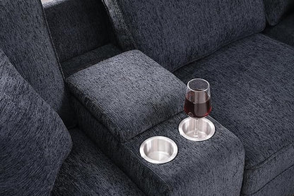 Sectional Sofa L Shaped Chenille Upholstered 7 Seat Sofa, Dark Gray