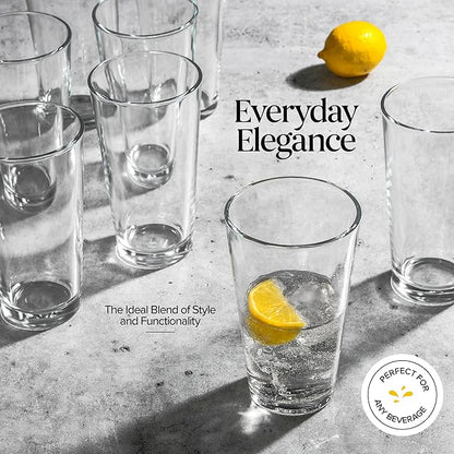 Drinking Glasses Set 17 OZ. Oversized Pint Beer Glasses, Highball Glass Cups, Juice, Cocktails, Wine, Iced Tea, Bar Glass. Dishwasher Safe. (Set of 10)