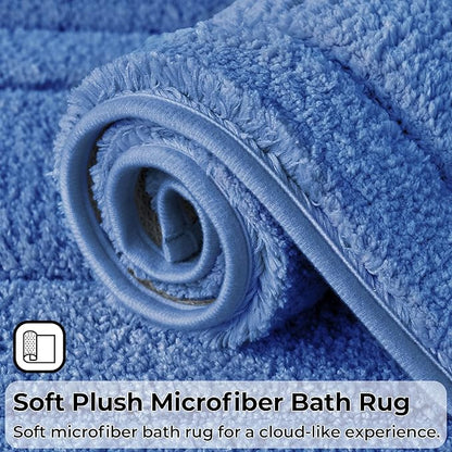 GRANNY SAYS Bathroom Toilet Rugs U Shaped, Bath Mats for Bathroom, Bath Rugs Non Slip Washable, Absorbent Microfiber Toilet Mat, Soft Plush Shaggy, 20" x 24", Blue