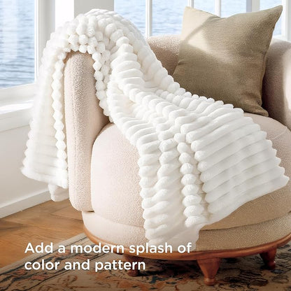 Bedsure GentleSoft White Throw Blanket for  - Cozy Soft Blankets for Women, Cute Small Fleece Throws for Girls, House Bedroom Decor Aesthetic Gift for Women, Off White, 50x70 Inches