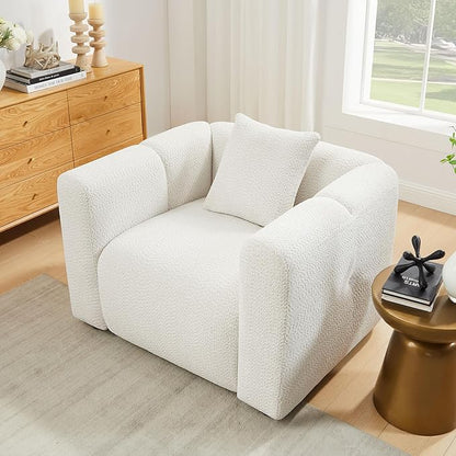 VANOMi Living Room Furniture Sets Include 95" Sofa & 42" Arm  chairs, Boucle Upholstered Oversized Couch with Pillows, Living Room Furniture Set for Bedroom Apartment (White, 2 Sofas+1 Chair)