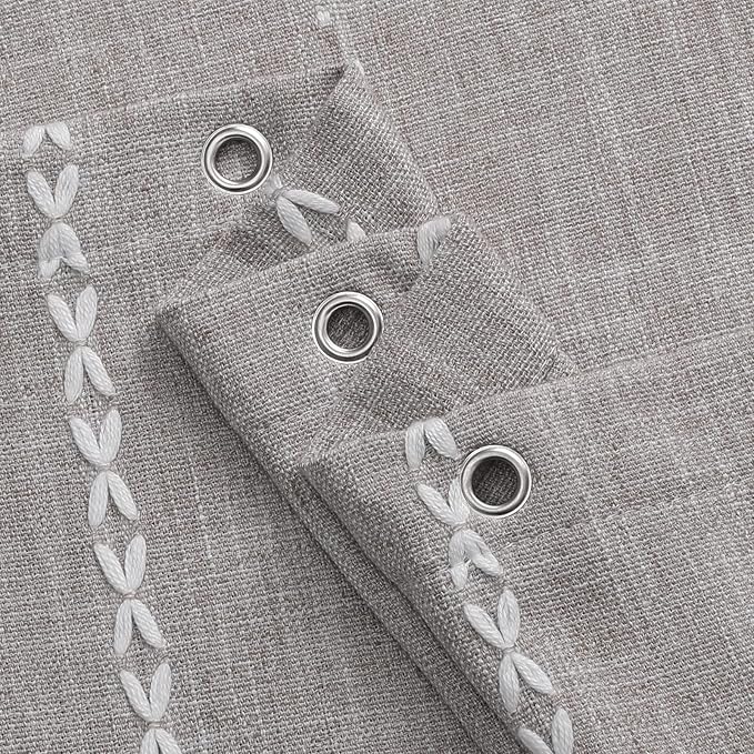MitoVilla Grey Small Stall Shower Curtain 36 x 72, Half Size Narrow Polyester Linen Fabric Shower Curtains for Boho Farmhouse Bathroom Decor, Wrinkle Resistant Cloth Shower Curtain