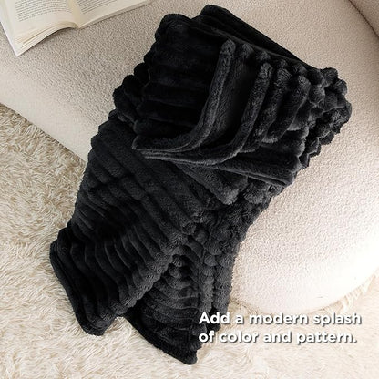 Bedsure GentleSoft Black Fleece Blanket for - Cozy Soft Blankets for Women, Cute Small Throws for Girls, 50x70 Inches