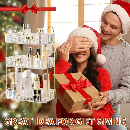 3 Tier Bathroom Organizer Countertop Makeup Perfume Skincare Organizer for Bathroom Dresser Vanity (White)