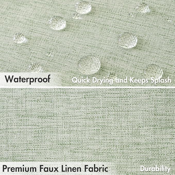 MIULEE 84" Long Scalloped Shower Curtain Linen Textured with 12 Metal Hooks Cute Extra Long Heavy Duty Washable Waterproof Cloth Spring Shower Curtains with Black Border for Bathroom Hotel,Sage Green