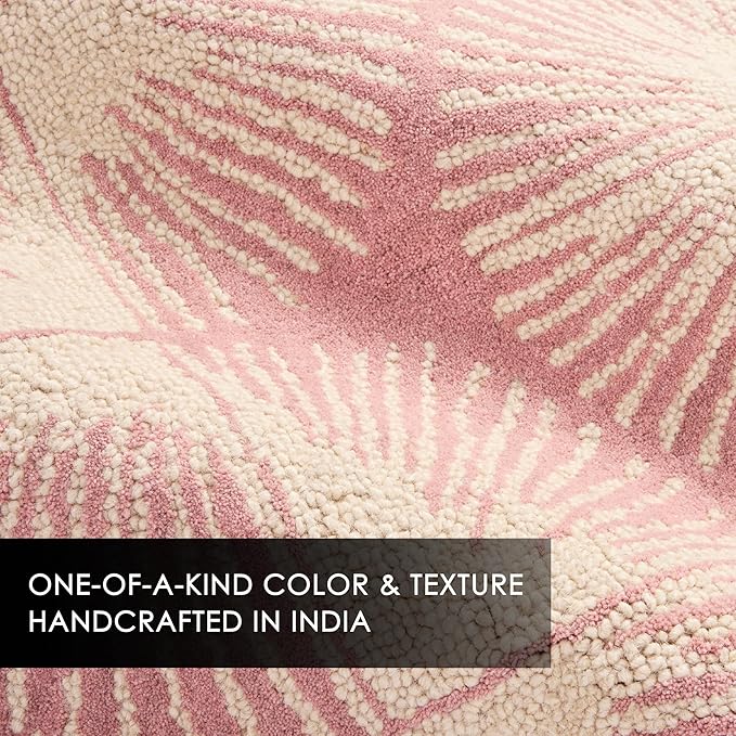 Nicole Miller New York Kendall Fluted Geo Handcrafted Area Rug, 100% Wool Rug, Rose, 8'x10'