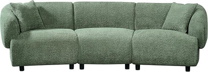 Merax 98.5" Modern 3 Seater Curved Sofa, Luxury Boucle Fabric Sofa, Minimalist Cozy Cloud Couch for Living Room, Bedroom, Apartment, Home Office, Green