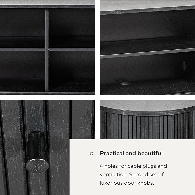 WERMO 71’’ Black Sideboard Cabinet with Doors and Shelves - Black Cabinet for Living Room, Bedroom, Entryway and Office Credenza. Kitchen Buffet, Modern Media Console Table with Storage (Black Oak)