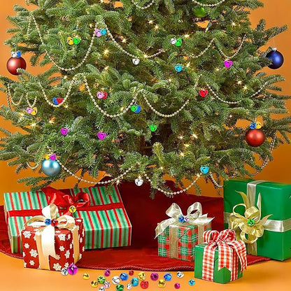 Augshy 240 Pieces Multicolour Jingle Bells 4 Colors Mixed Craft Bell Bulk for Christmas Home and Pet Decorations Xmas Decor Party Favors Supplies (0.3/0.4/0.47 inch)