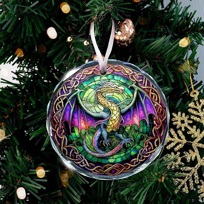 Celtics Ornament - Dragon Themed Celtic Christmas Ornaments for Tree, Unique Dragon Tree Topper, Perfect for Dragons Lovers, Eye-Catching Celtic Knot Ornaments, Ideal for Families
