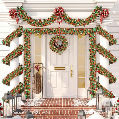 50 Ft Christmas Tinsel Garland Thick Tinsel Garland Xmas Tree Decorations Metallic Tinsel Twist Garland for Christmas, Birthday, Party Decor Indoor Outdoor Party Supplies