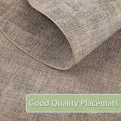 Placemats Set of 4 Non-Slip, Heat Resistant Oval Faux Leather Place mats Double Layer, Waterproof Table Mats Easy to Clean for Kitchen Dining Room Coffee Office Table, Apricot