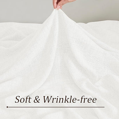 White Pinch Pleated Sheer Curtains 102 Inches Long, Textured Window Treatments Curtain for Bedroom/Living Room 42x102 Inch 2 Panels Back Tab Rod Pocket