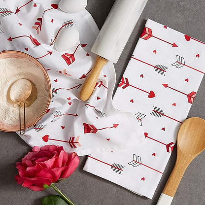 DII Valentine Kitchen Towels Set of 3 Arrow Collage 18x28 Dish Towels