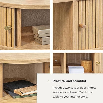 WERMO 51'' Small Wood Writing Desk and Makeup Vanity Desk with Storage and Sliding Doors - Narrow Computer and Work Table for Home Office, Modern Vanity, Oak Dressing Table for Bedroom (Oak)