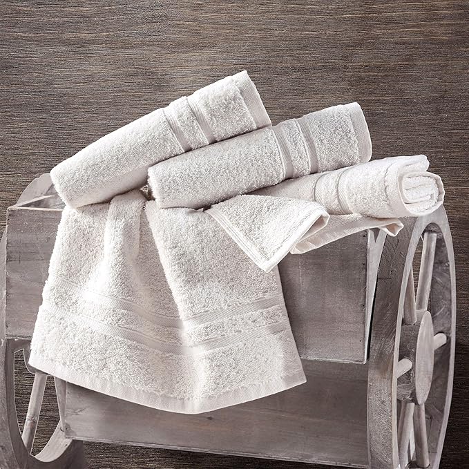 Hawmam Linen Sea Salt Cream Hand Towels 4 Pack Turkish Cotton Premium Quality Soft and Absorbent Small Towels for Bathroom