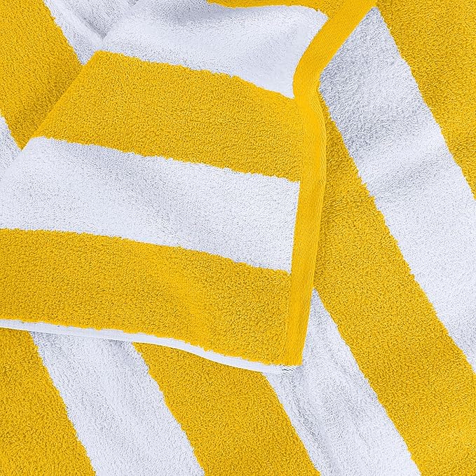Utopia Towels 4 Pack Cabana Stripe Beach Towel Oversized 100% Ring Spun Cotton Beth Towels Highly Absorbent Quick, Yellow