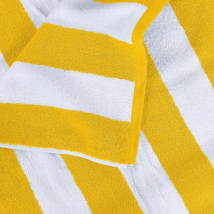 Utopia Towels 4 Pack Cabana Stripe Beach Towel Oversized 100% Ring Spun Cotton Beth Towels Highly Absorbent Quick, Yellow
