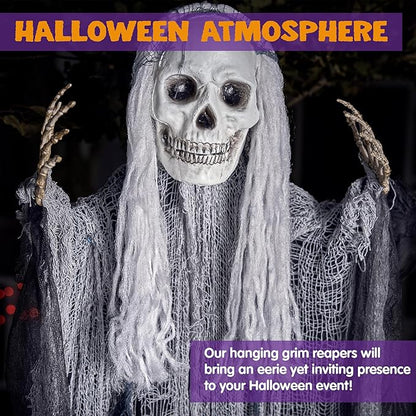 JOYIN 3 Pack Hanging Halloween Skeleton Ghosts Decorations Outdoor, Grim Reapers for Best Halloween Outdoor Decorations, Haunted Haunted House Prop, Party Supplies
