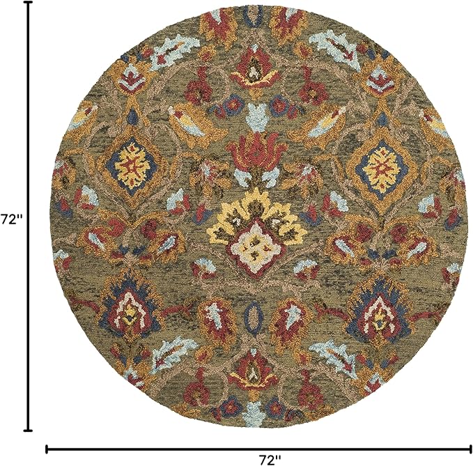 SAFAVIEH Blossom Collection 6' Round Green/Multi BLM402B Handmade Premium Wool Area Rug
