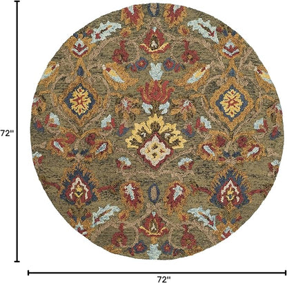 SAFAVIEH Blossom Collection 6' Round Green/Multi BLM402B Handmade Premium Wool Area Rug