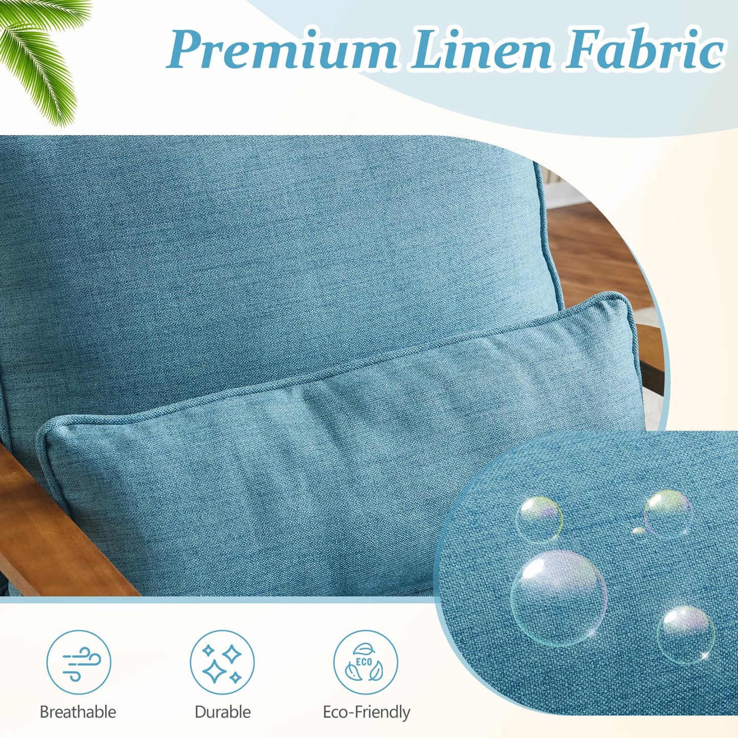 VINGLI Solid Wood Wide Armrests Accent Chair,Upholstered Mid Century Modern Chair with Pillow,Comfy Reading Chair Farmhouse Arm Chair,Chairs Living Room,Bedroom,Guest Room,Teddy Fleece,Khaki