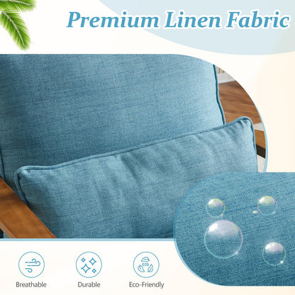 VINGLI Solid Wood Wide Armrests Accent Chair,Upholstered Mid Century Modern Chair with Pillow,Comfy Reading Chair Farmhouse Arm Chair,Chairs Living Room,Bedroom,Guest Room,Teddy Fleece,Khaki