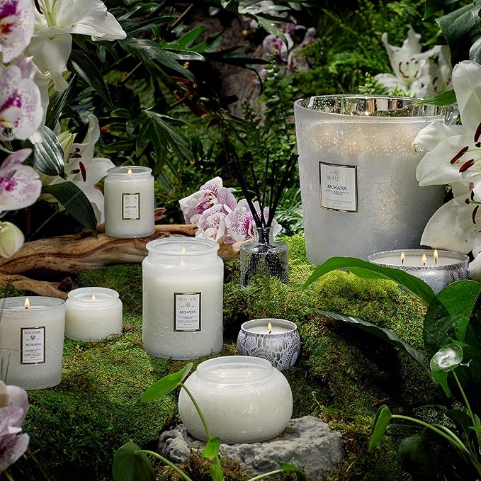 Voluspa Mokara, Large Candle Jar, 18 oz, 100 Hour Burn Time, Coconut Wax for Clean Burning, Handcrafted in the USA
