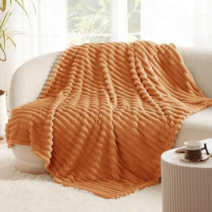 Bedsure GentleSoft Burnt Orange Fall Throw Blanket for - Cozy Soft Blankets for Women, Cute Small Fall Throws for Girls, Orange, 50x60 Inches