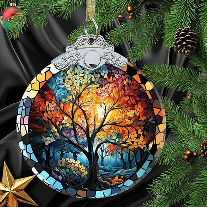 Aestas Tree of Life Crystal Glass 3" Hanging Ornament - Christmas Decor Gift & Holiday Keepsake Present Idea