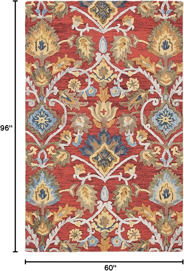 SAFAVIEH Blossom Collection 5' x 8' Red/Multi BLM402Q Handmade Floral Premium Wool Living Room Dining Bedroom Area Rug