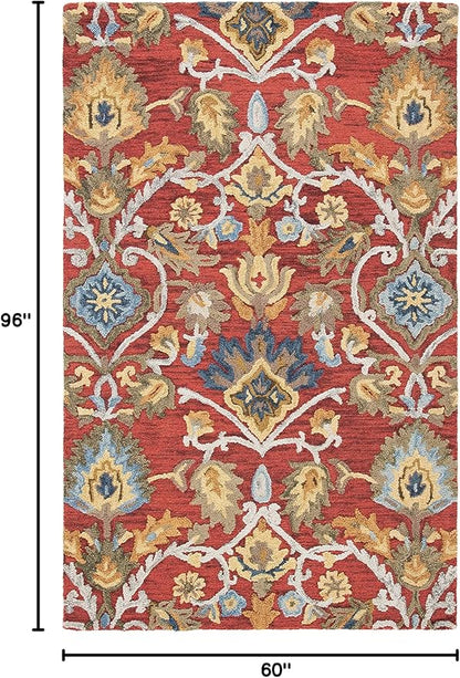 SAFAVIEH Blossom Collection 5' x 8' Red/Multi BLM402Q Handmade Floral Premium Wool Living Room Dining Bedroom Area Rug