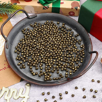Augshy 200 Pieces Mini Jingle Bells, 1/4 Inch Vintage Alloy Bronze Color Bell Craft Bell for Christmas Home and Pet Decorations Bracelet Necklace Making Xmas Decor Party Favors Supplies