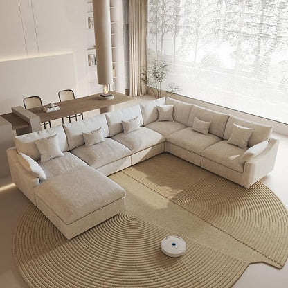 Cloud Couch for LivingRoom,153" U Shaped Modular Sectional Couch with Storage Ottoman,Down Filled 7 Seater Convertible Sleeper Sofa Bed Oversized Furniture.