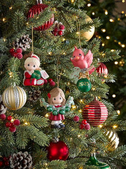 Precious Moments Baby’s First Christmas 2025 Dated Girl Bisque Porcelain Ornament – Green “2025” Ball Keepsake – 251005