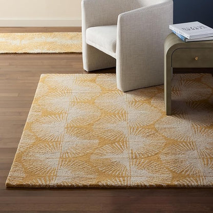Nicole Miller New York Kendall Fluted Geo Handcrafted Area Rug, 100% Wool Rug, Gold, 9'x12'